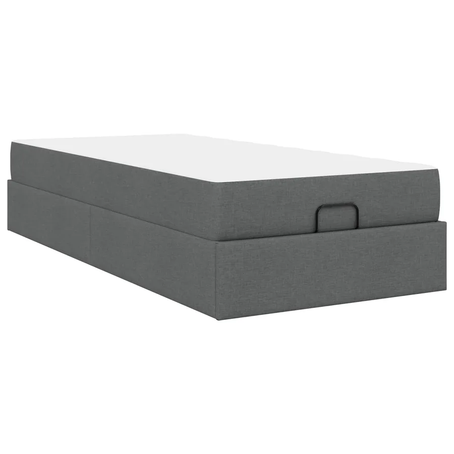 Cadre de lit avec matelas 2 pcs Gris Foncé tissu - 9