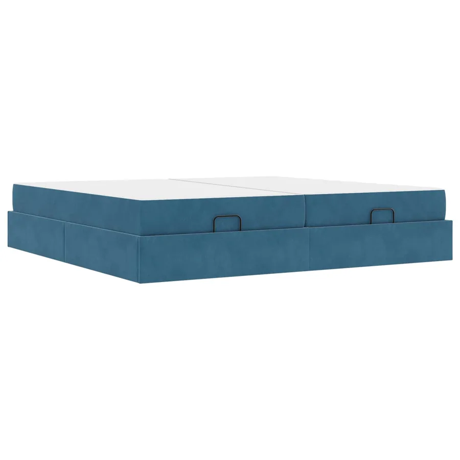 Cadre de lit avec matelas avec matelas 2 pcs Bleu Velours - 2