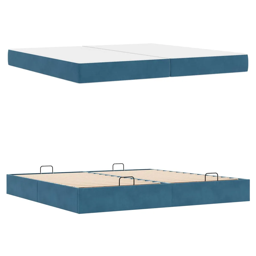 Cadre de lit avec matelas avec matelas 2 pcs Bleu Velours - 4