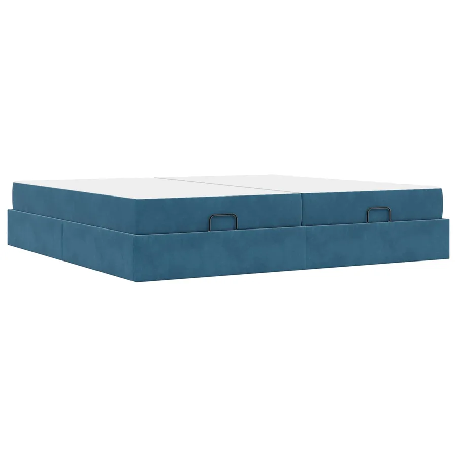 Cadre de lit avec matelas avec matelas 2 pcs Bleu Velours - 7