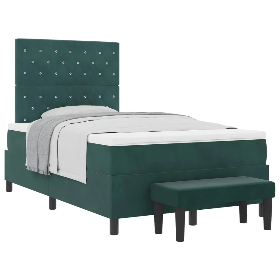 Lit à ressorts avec tête de lit Vert foncé 200 x 120 cm Velours - 2