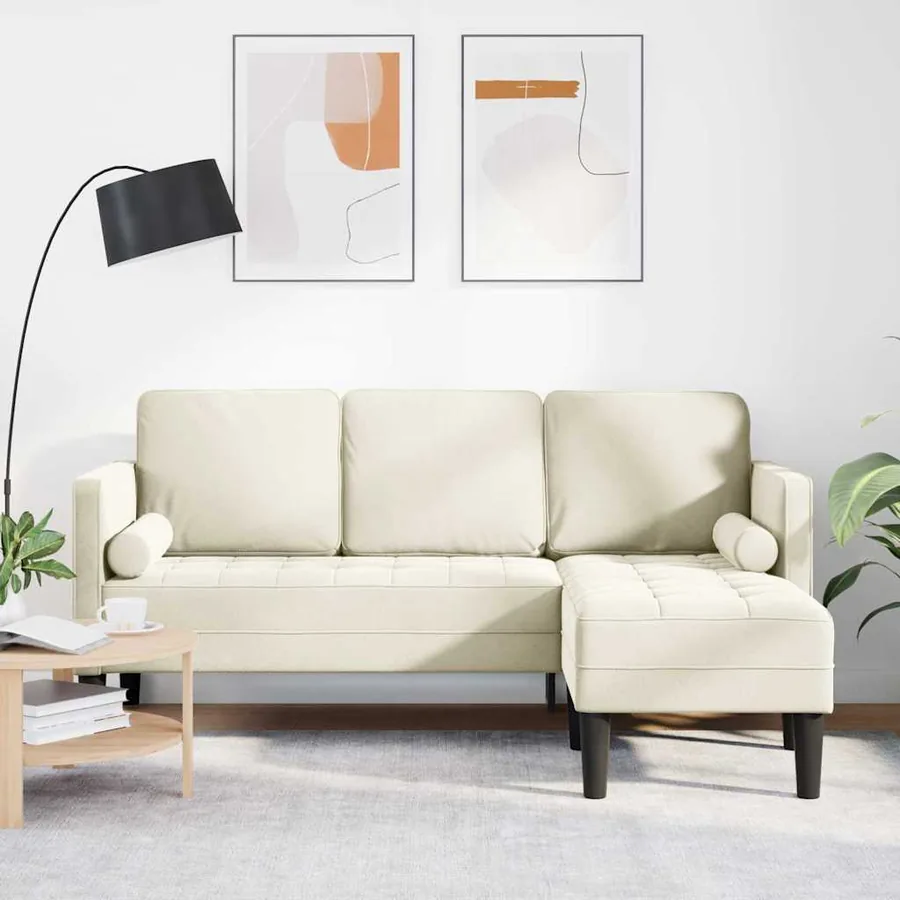 Ensemble de Canapés avec coussin Crème Polyester
