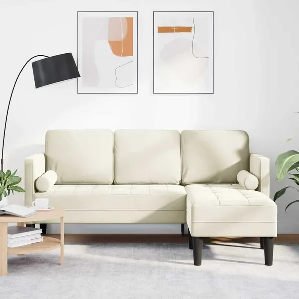 Ensemble de Canapés avec coussin Crème Polyester