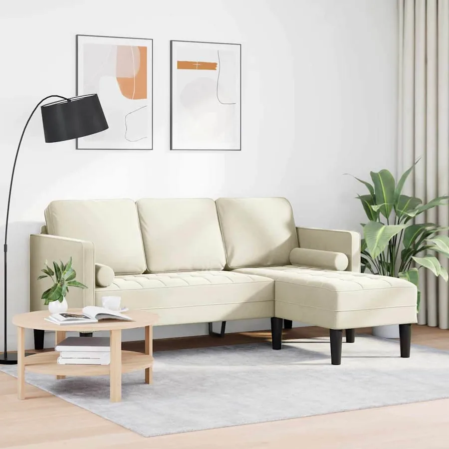 Ensemble de Canapés avec coussin Crème Polyester - 3