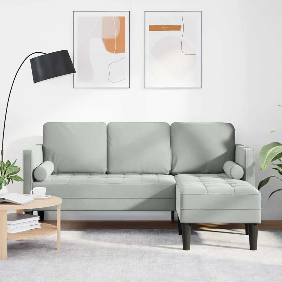 Ensemble de Canapés avec coussin Gris clair Polyester
