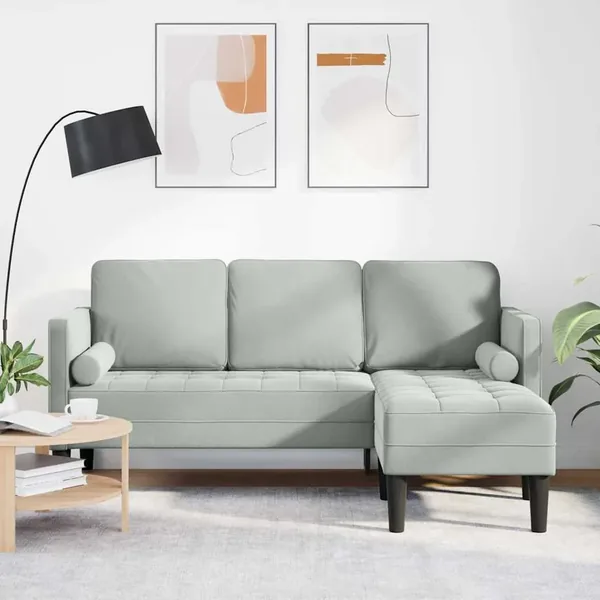 Ensemble de Canapés avec coussin Gris clair Polyester