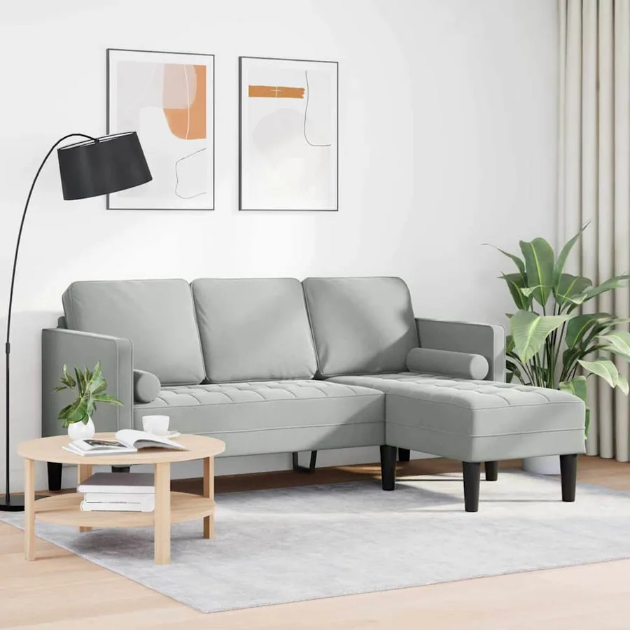 Ensemble de Canapés avec coussin Gris clair Polyester - 3