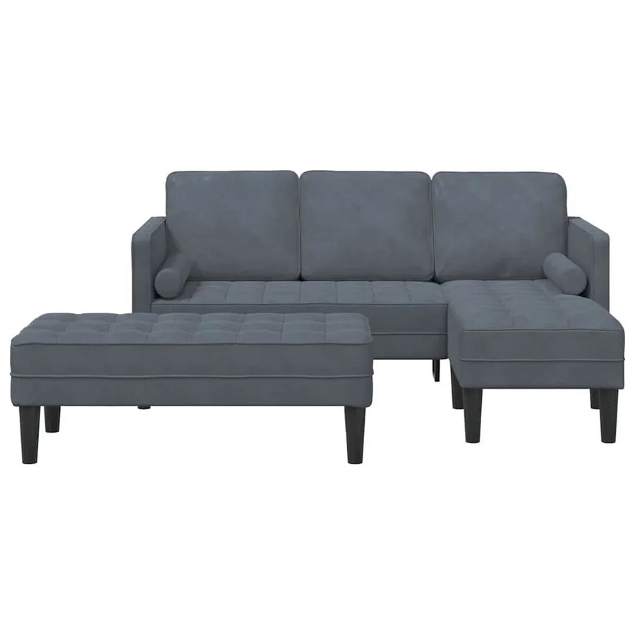 Ensemble de Canapés avec coussin 2 pcs Gris foncé Polyester - 4