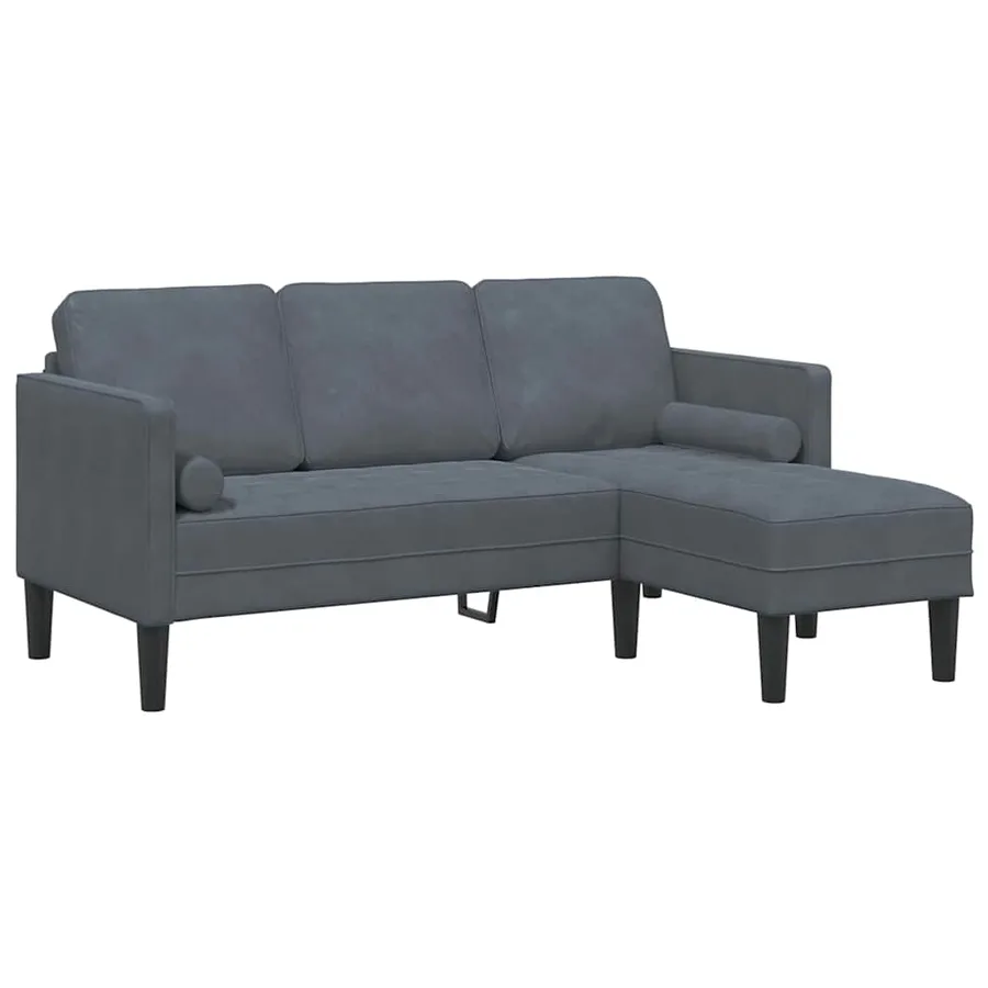 Ensemble de Canapés avec coussin 2 pcs Gris foncé Polyester - 5