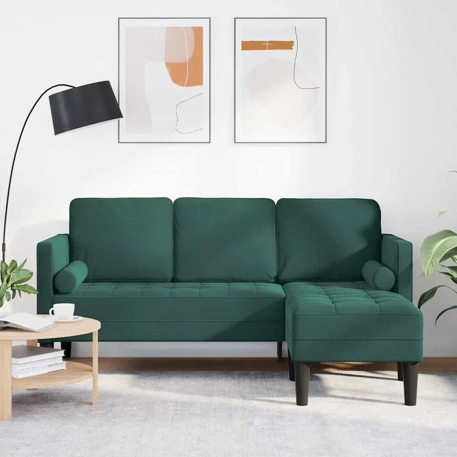 Ensemble de Canapés avec coussin Vert foncé Polyester