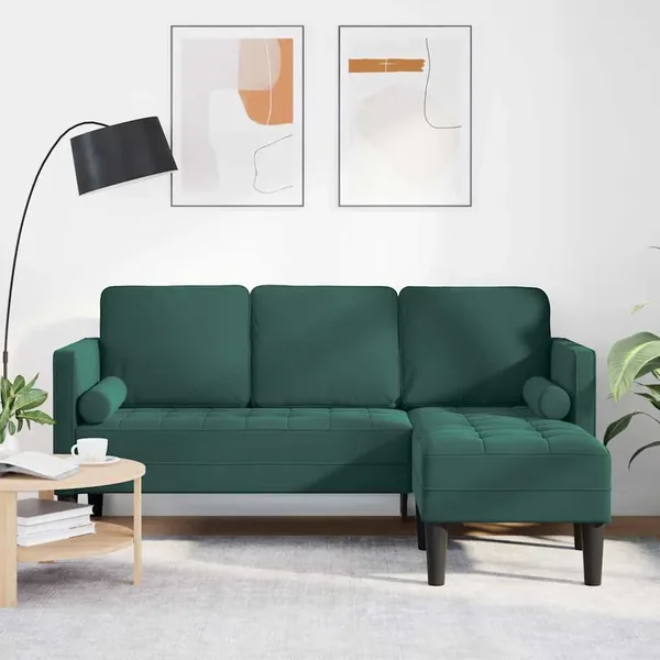 Ensemble de Canapés avec coussin Vert foncé Polyester