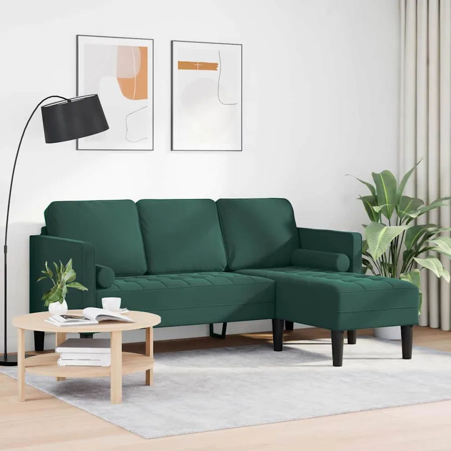 Ensemble de Canapés avec coussin Vert foncé Polyester - 3