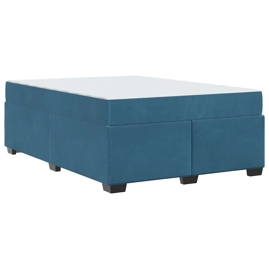 Cadre de lit avec matelas Bleu foncé 140 x 200 cm tissu - 7