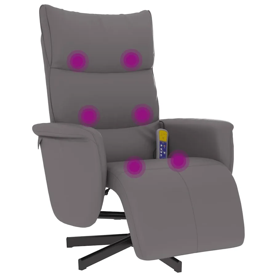 Fauteuil inclinable de massage repose-pieds gris similicuir - 2