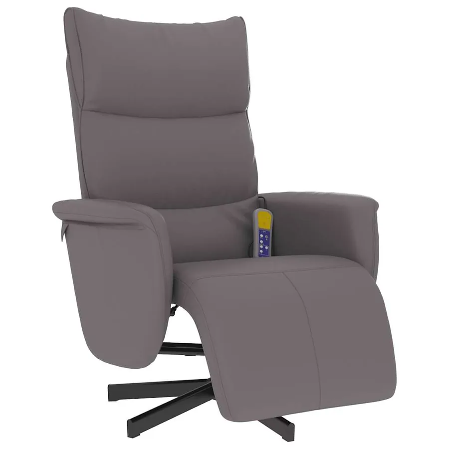 Fauteuil inclinable de massage repose-pieds gris similicuir - 3