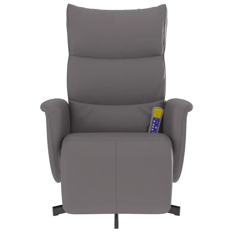 Fauteuil inclinable de massage repose-pieds gris similicuir - 4