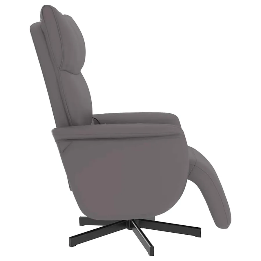 Fauteuil inclinable de massage repose-pieds gris similicuir - 5