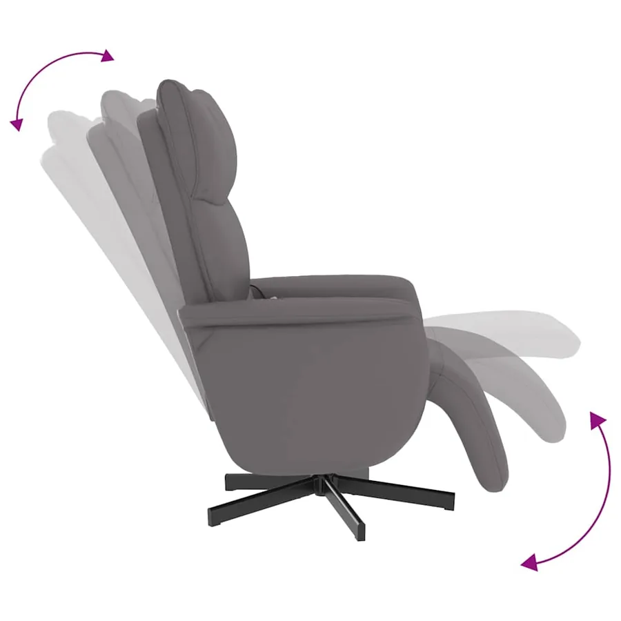 Fauteuil inclinable de massage repose-pieds gris similicuir - 7