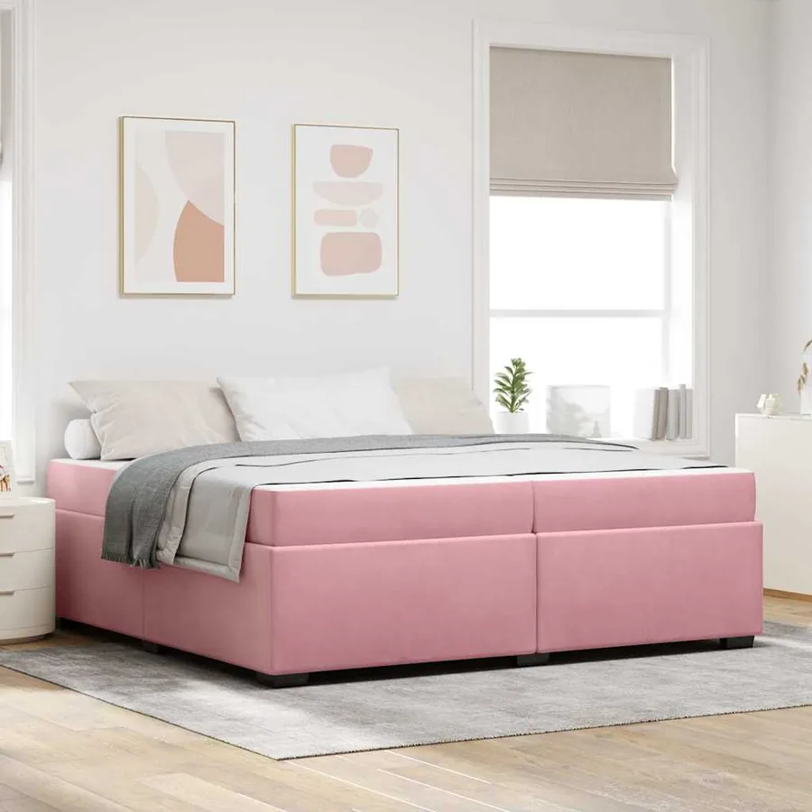 Cadre de lit avec matelas Rose 200 x 200 cm tissu