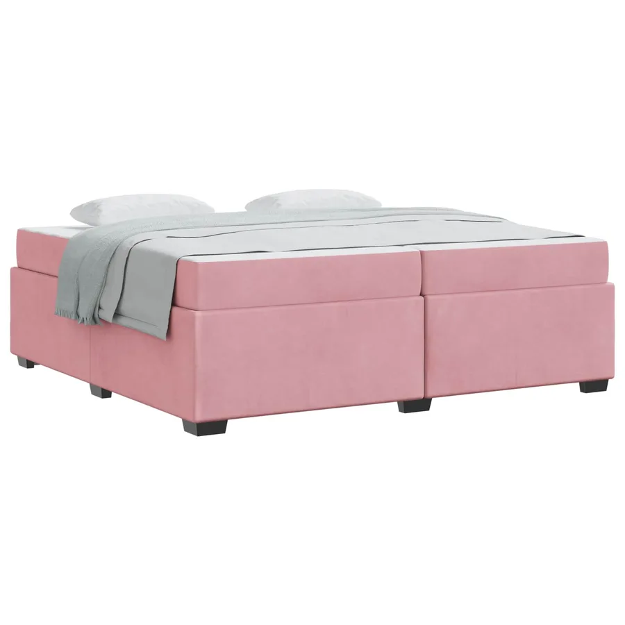 Cadre de lit avec matelas Rose 200 x 200 cm tissu - 2
