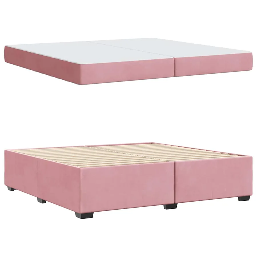 Cadre de lit avec matelas Rose 200 x 200 cm tissu - 4