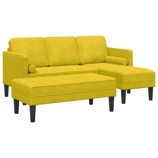 Ensemble de Canapés avec coussin 2 pcs Jaune Polyester