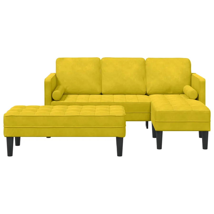 Ensemble de Canapés avec coussin 2 pcs Jaune Polyester - 2