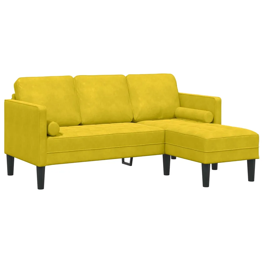Ensemble de Canapés avec coussin 2 pcs Jaune Polyester - 3