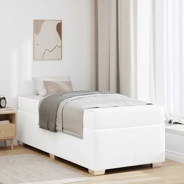 Cadre de lit avec matelas Blanc 80 x 200 cm tissu