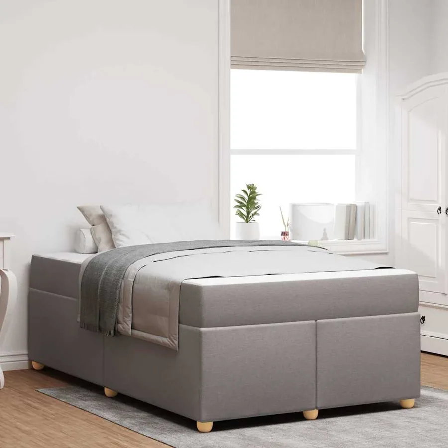 Cadre de lit avec matelas Taupe 120 x 200 cm tissu