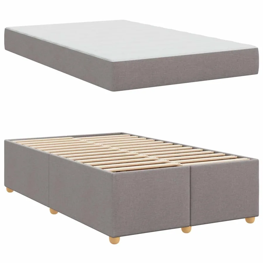 Cadre de lit avec matelas Taupe 120 x 200 cm tissu - 4