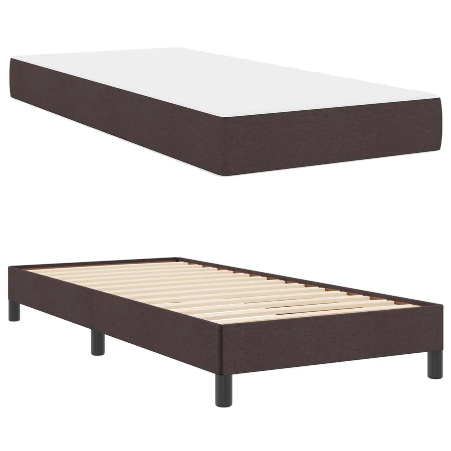 Lit à ressorts avec matelas Marron foncé 80 x 200 cm tissu - 5