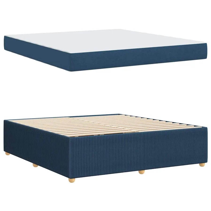 Cadre de lit avec matelas Bleu 180 x 200 cm tissu - 4
