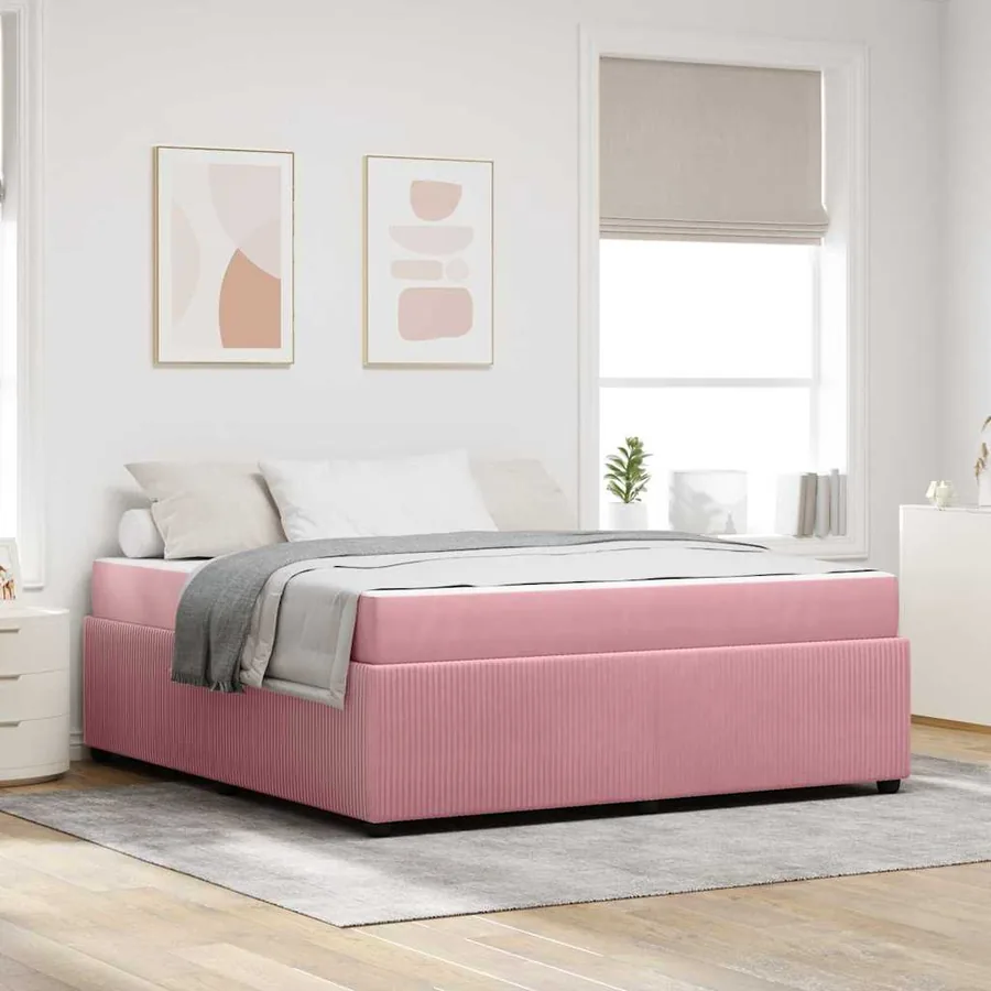 Cadre de lit avec matelas Rose 180 x 200 cm tissu