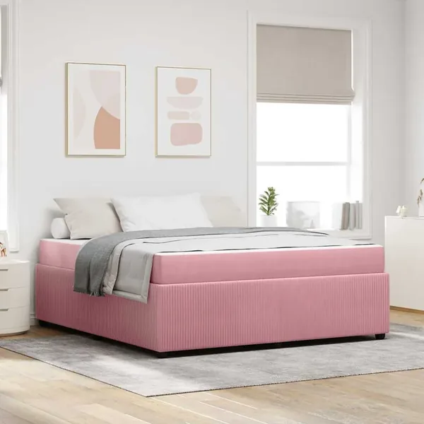 Cadre de lit avec matelas Rose 180 x 200 cm tissu
