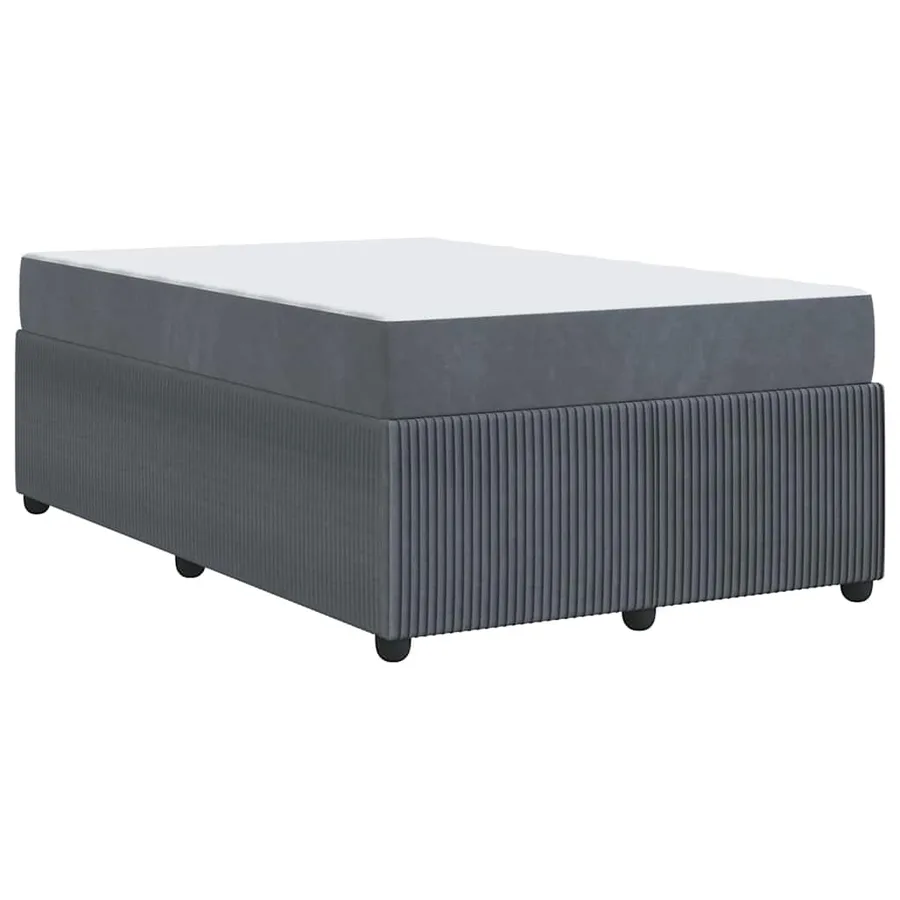 Cadre de lit avec matelas Gris foncé 120 x 190 cm tissu - 7
