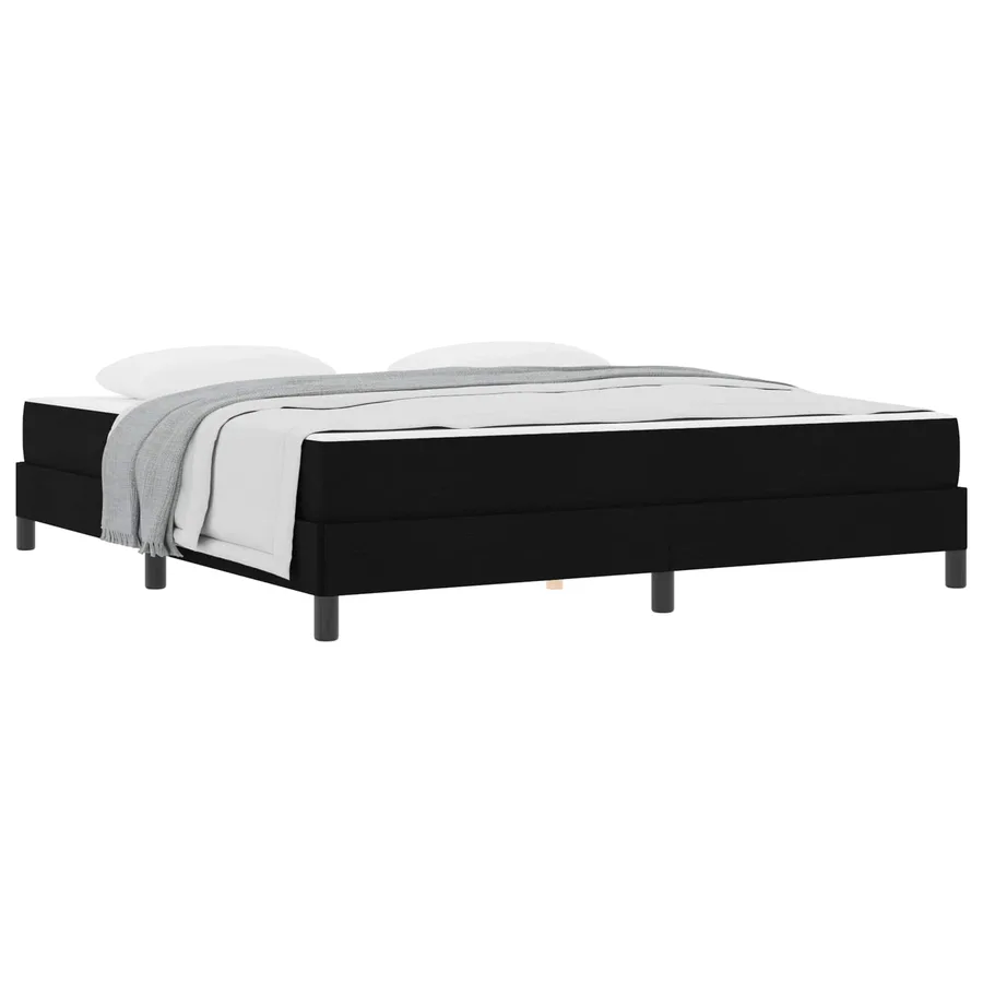 Lit à ressorts avec matelas Noir 180 x 200 cm tissu - 2