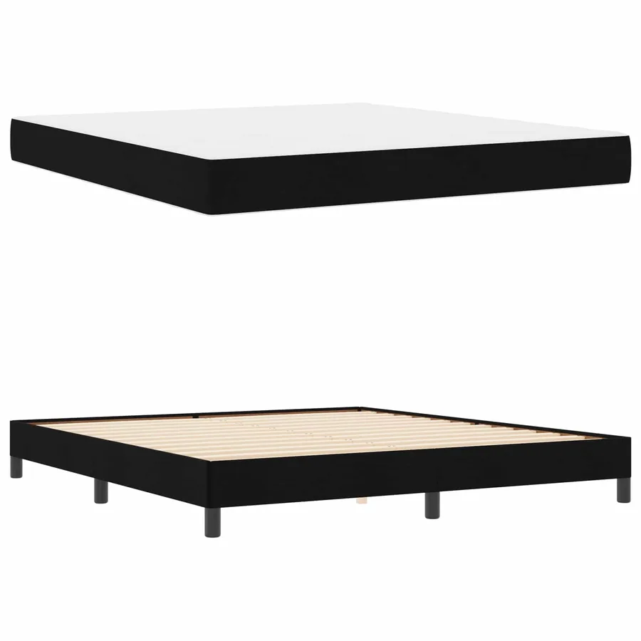 Lit à ressorts avec matelas Noir 180 x 200 cm tissu - 5