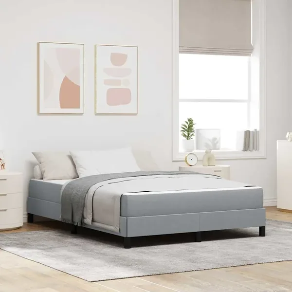 Lit à ressorts avec matelas Gris clair 160 x 200 cm tissu
