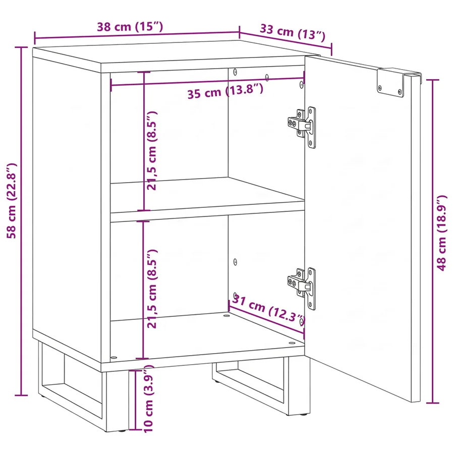 Meuble de Lavabo de Salle de Bain Noyer 38 x 33,5 x 58 cm - 12