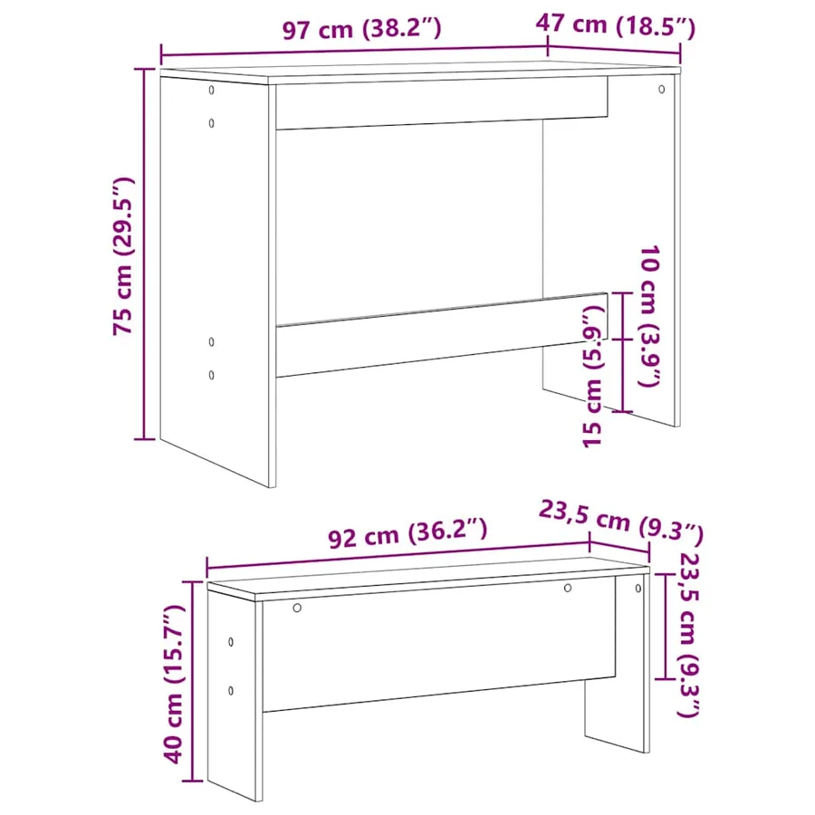 Ensemble de salle à manger 2 pcs Chêne noir Bois d'ingénierie - 11