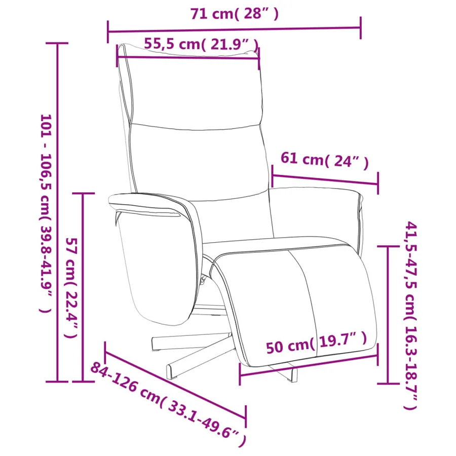 Fauteuil inclinable avec repose-pieds cappuccino similicuir - 9