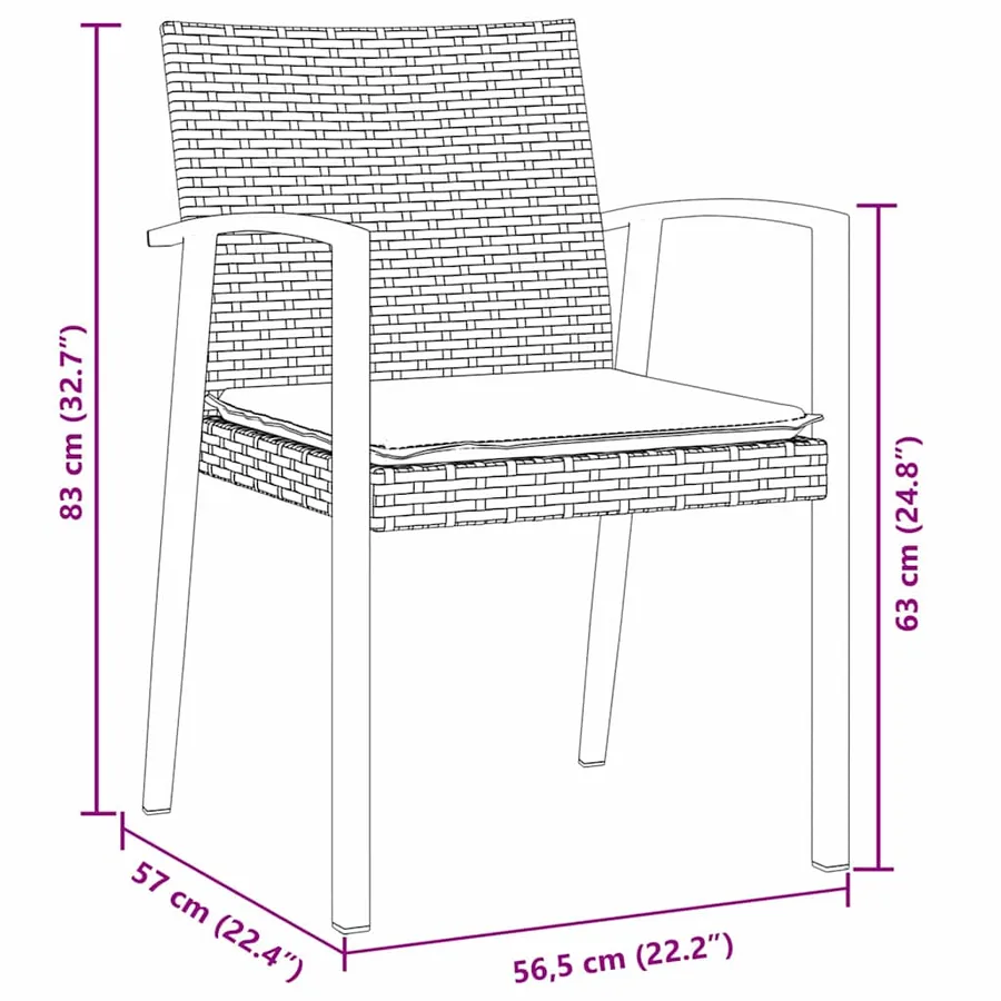 Ensemble de salle à manger pour jardin 5 pcs Noir et gris - 10