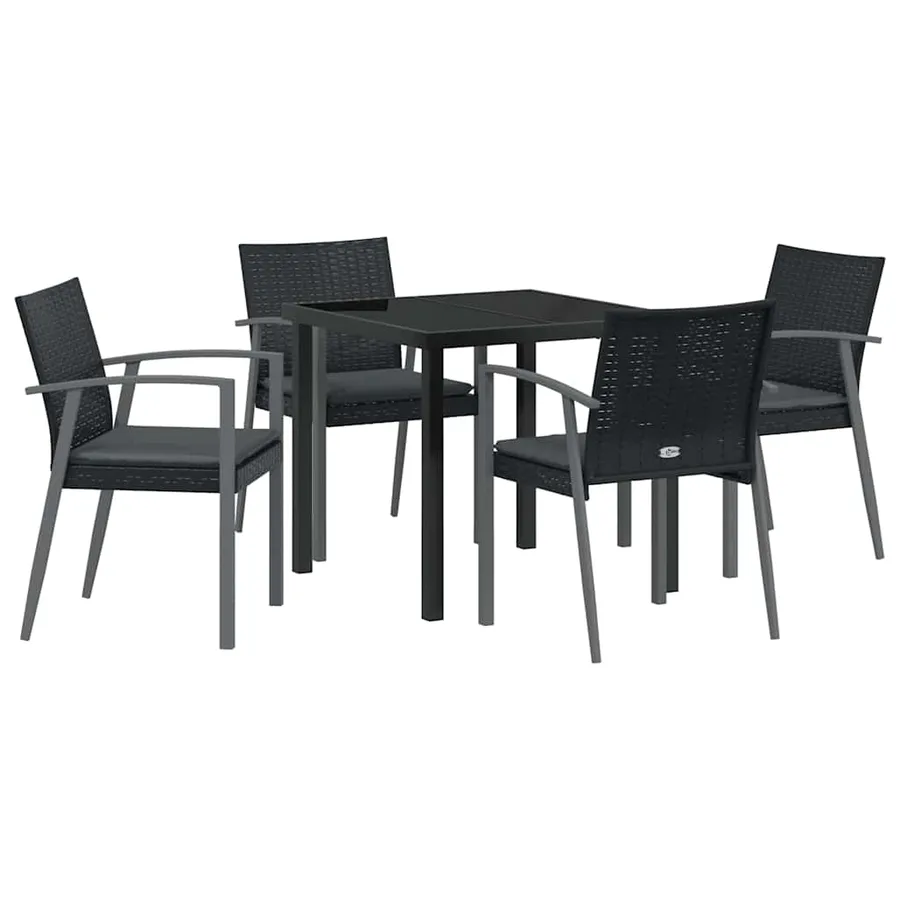 Ensemble de salle à manger pour jardin 5 pcs Noir et gris - 2
