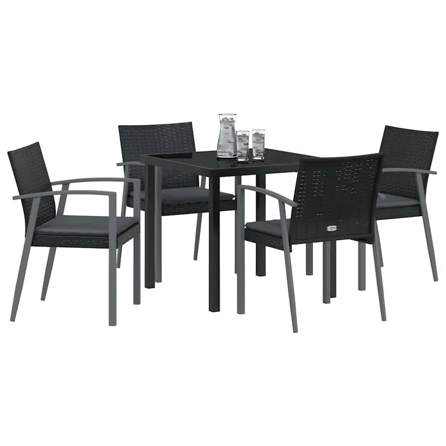 Ensemble de salle à manger pour jardin 5 pcs Noir et gris - 3