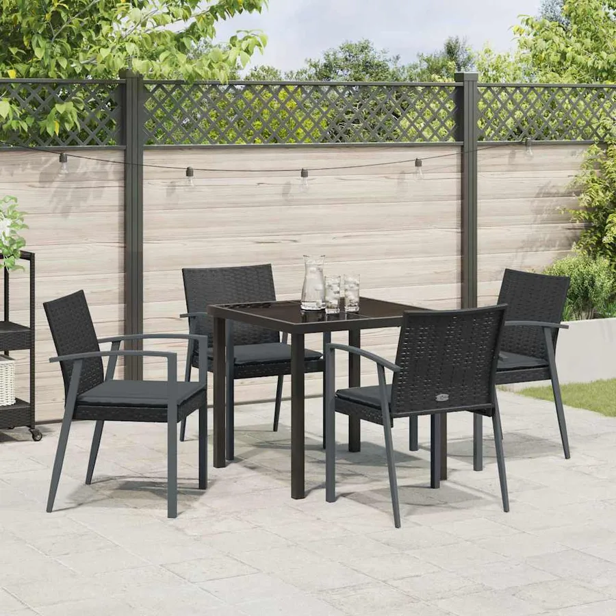 Ensemble de salle à manger pour jardin 5 pcs Noir et gris - 4