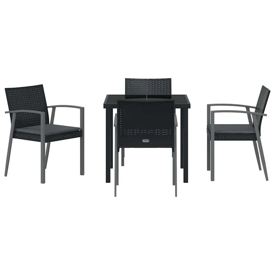 Ensemble de salle à manger pour jardin 5 pcs Noir et gris - 7