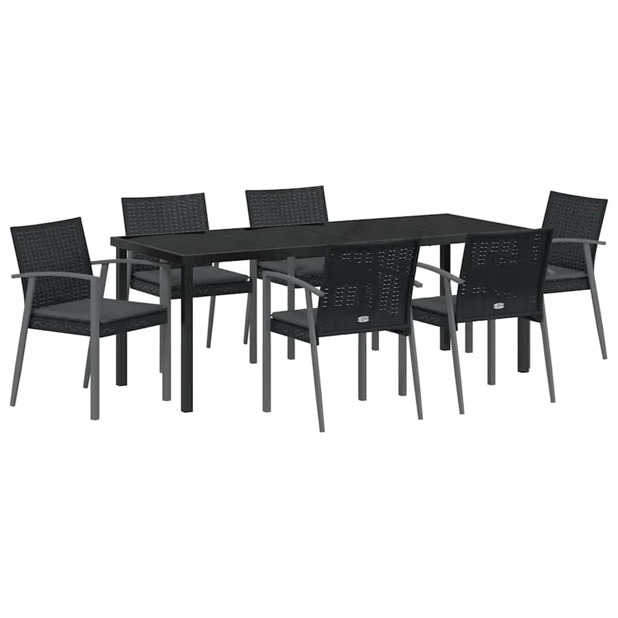 Ensemble de salle à manger pour jardin 7 pcs Noir et gris - 2