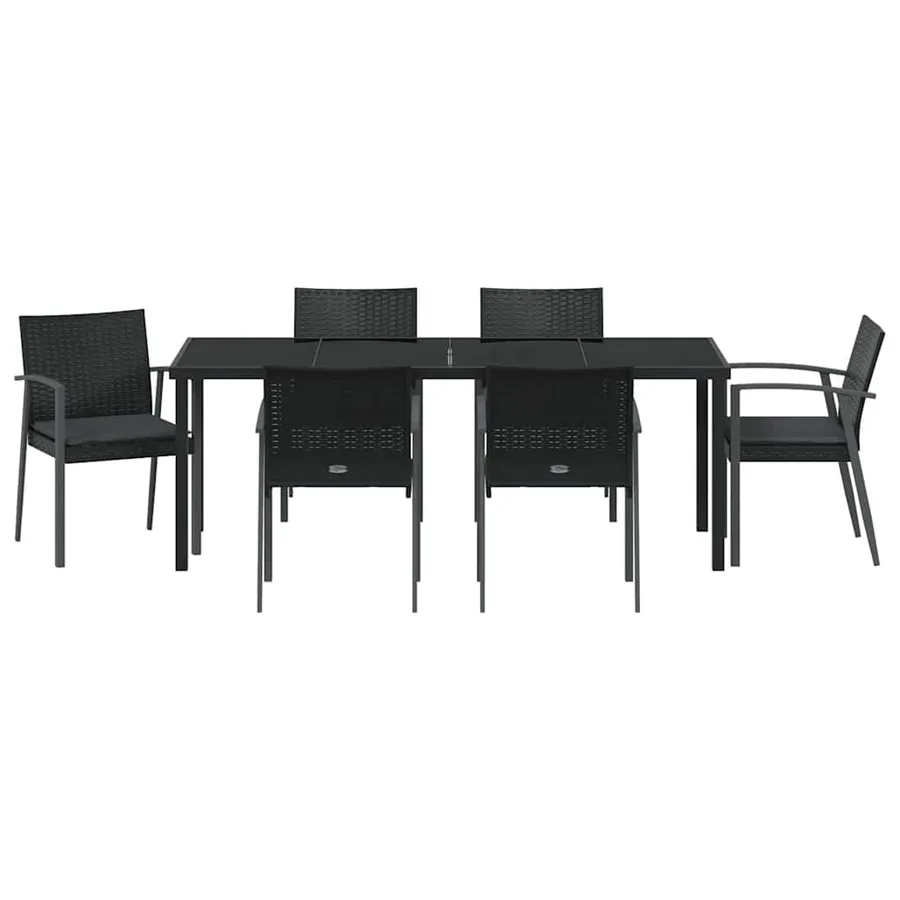 Ensemble de salle à manger pour jardin 7 pcs Noir et gris - 7