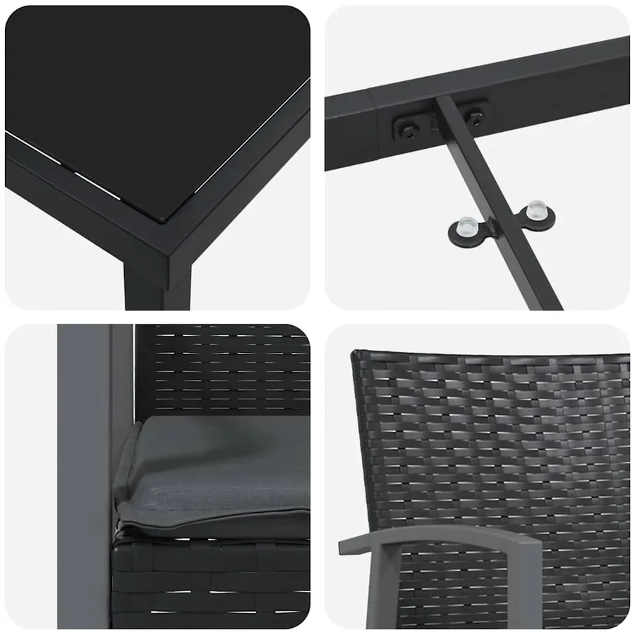 Ensemble de salle à manger pour jardin 7 pcs Noir et gris - 9